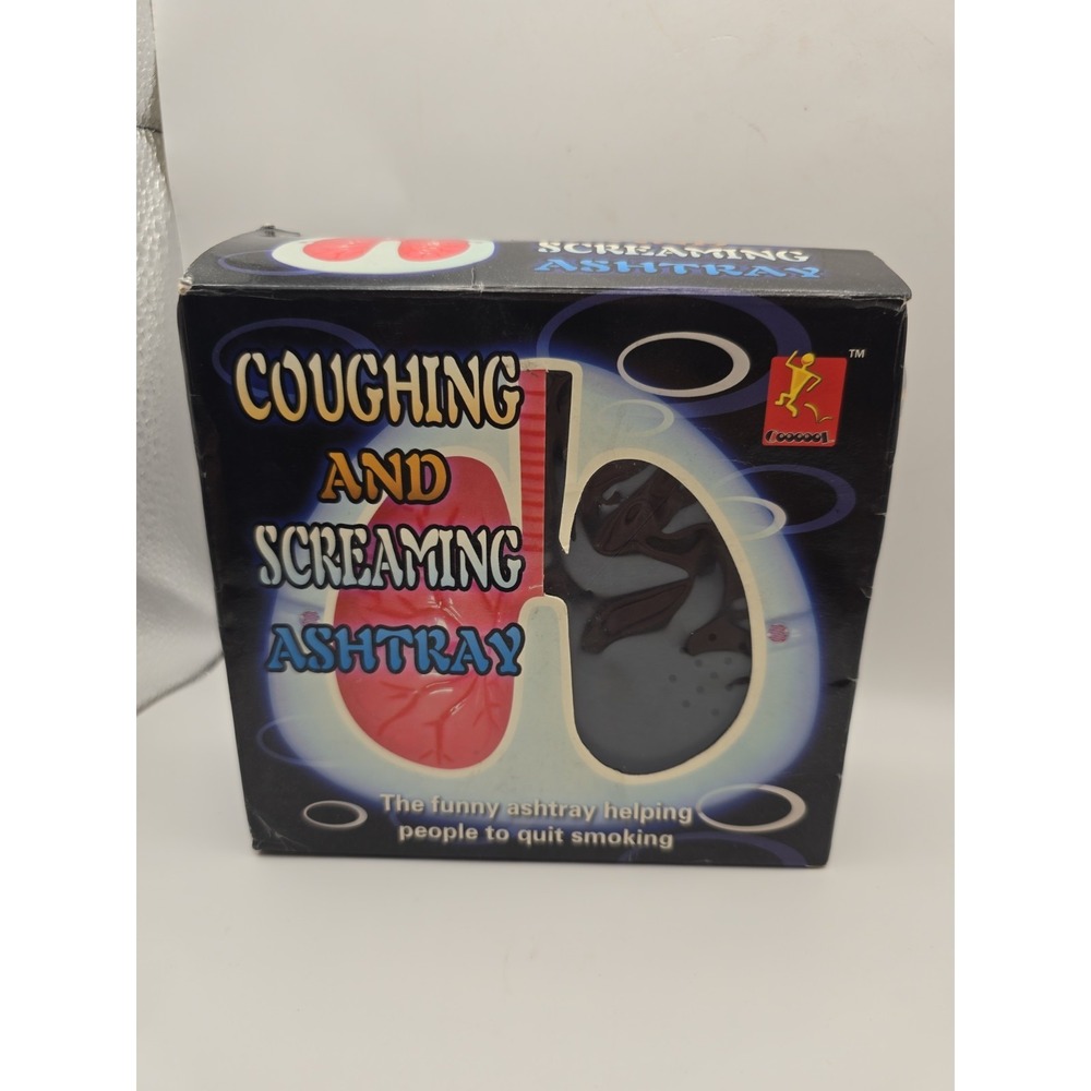 Coughing And Screaming Plastic Ashtray! Uses AA Batteries.  New‎  Box Shows Wear